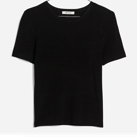 Madewell Micro-Rib Sweater Tee Black NWOT and NWT - Picture 1 of 13
